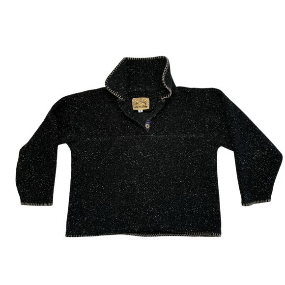 Vintage 90s Black Speckled Fleece Pullover Sweatshirt Oversized Small Women ALPS - Picture 4 of 10